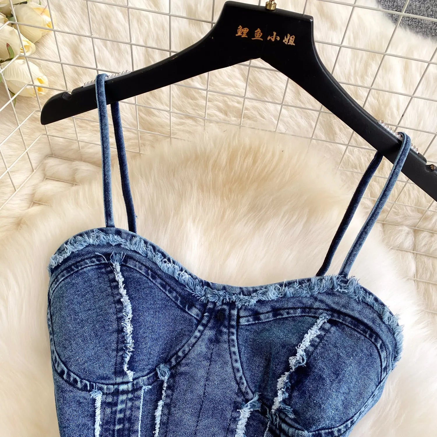 Two Pieces Women Pant Set Denim Matching Set Solid Camisole Sleeveless Top Zipper Fly Empire Waist Full Length Pants 2026 Summer