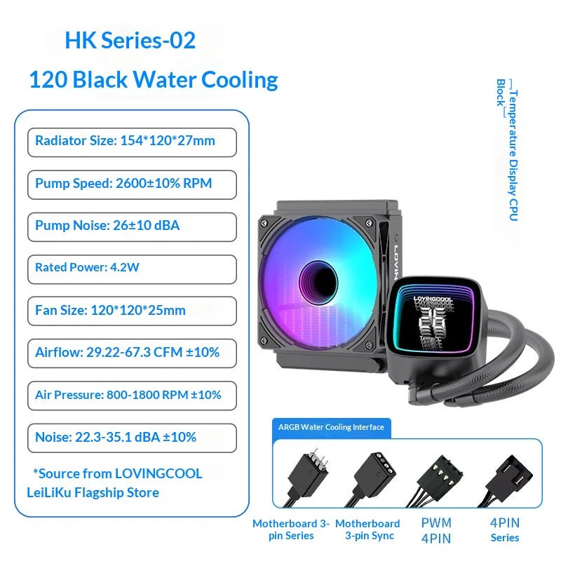 Fmouse Lovingcool Aio Cpu Water Cooler 240mm 360mm Argb Prism Digital Display Temperature Control Aura Sync For Pc Gaming Case