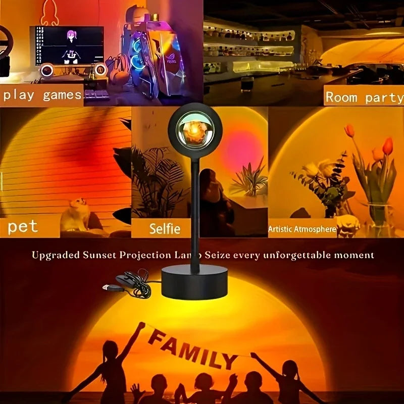 LED Sunset Lamp, Night Light, Sunset Projector, Photography Decorative Light, Birthday Gift
