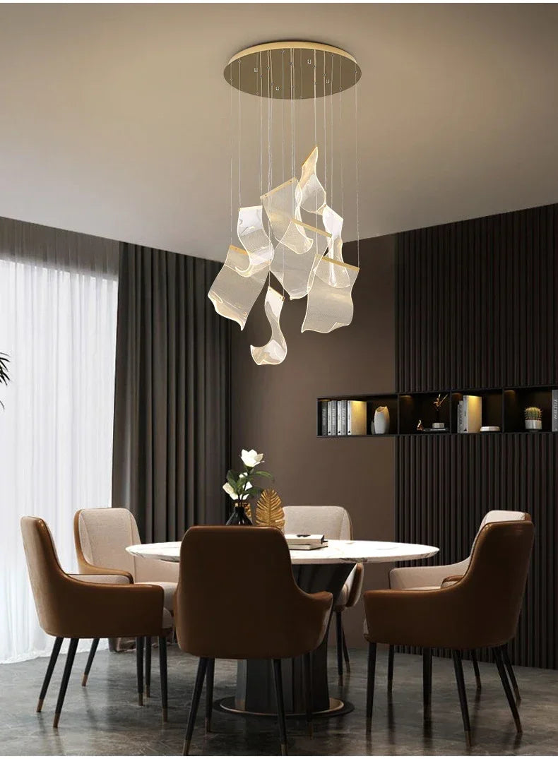 Modern LED Pendant Lights Living Dining Room Lighting Lustre Decor Chandelier Indoor Villa Duplex Stairs Hanging Lights Fixture
