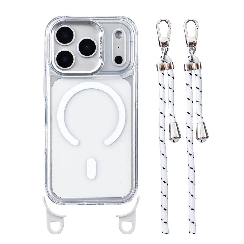 Crossbody Strap For Magsafe Clear Corners Lanyard Phone Case For iPhone 16 17 18 Pro Max Air 14 15 Plus 13 12 Anti-Shock Cover