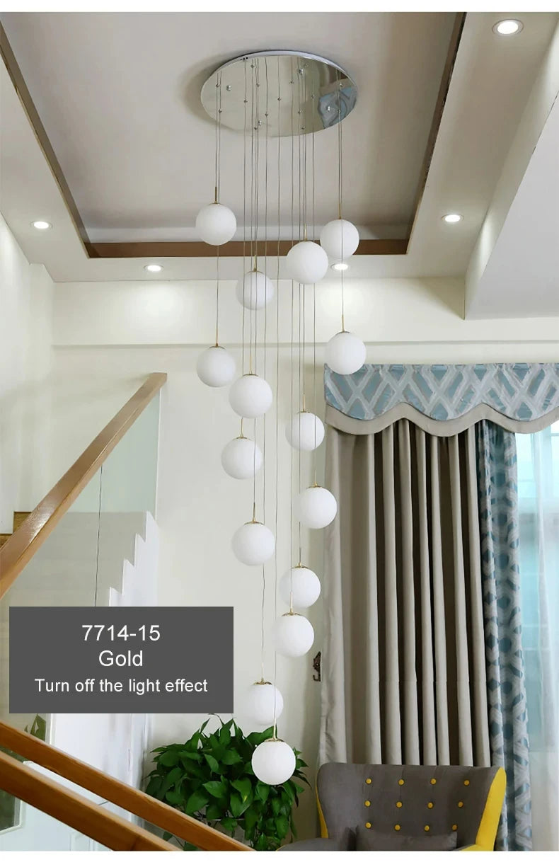 Stairs 2026 Modern Nordic LED Glass Chandelier Loft Duplex Living Room Lamp Hotel Lobby Long Chandelier Home Decorative Lighting