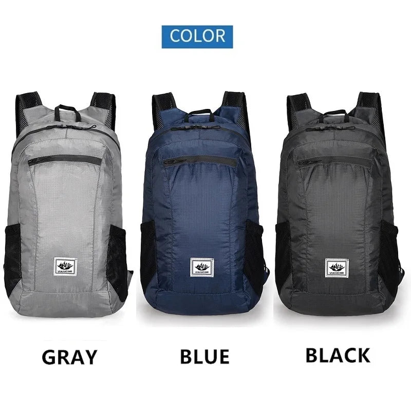Outdoor Lightweight Travel Bag 20L Large Capacity Foldable Waterproof Backpack for Men and Women Hiking Daily Bag
