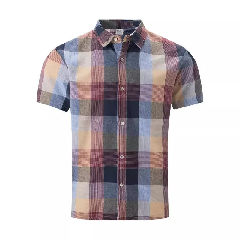 Men'S Shirts Men'S Casual Loose Fitting Short Sleeved Shirt Fashionable Lapel Shirt Top Men'S Color Blocking Short Sleeved Shirt
