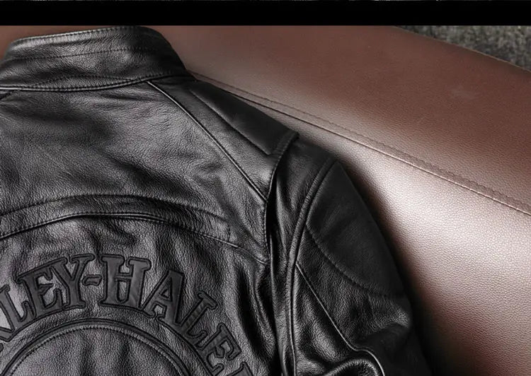 Genuine Leather Jacket Men 100% Cowhide Jacket Man Stand Collar Motorcycle Clothes Spring Autumn Winter 2024 New Leather Coat