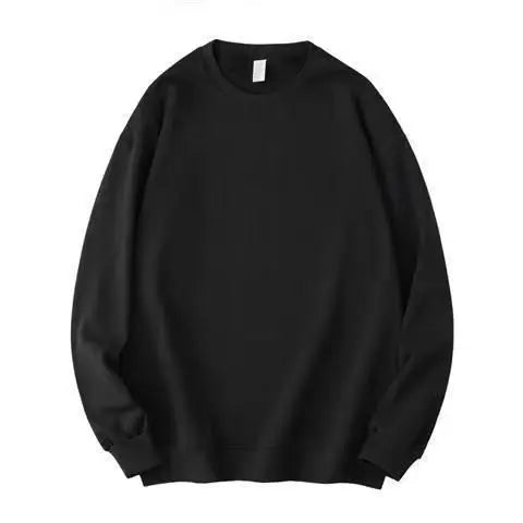 Winter 380g Thicken Warm Undershirt Casual Unisex 100%Cotton T-Shirt Loose Fit and Casual Brushed Fleece Pure Color Sweatshirt