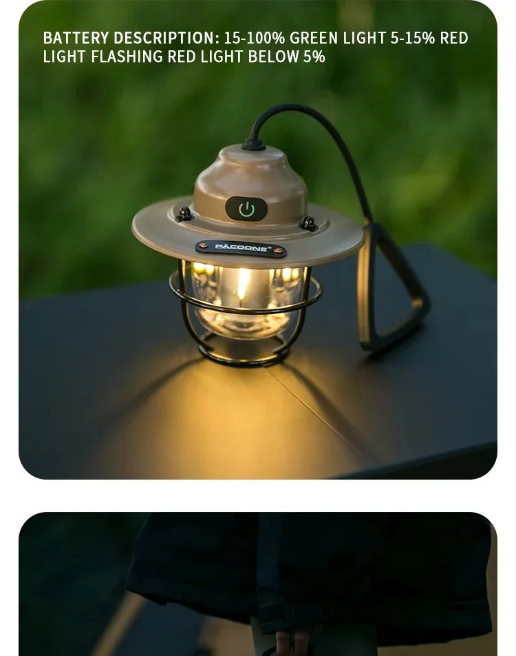 Outdoor Retro Smalldroplight, Campsite Lamp, Atmosphere Lamp, USB Charging Tent Light, LED Camping Hangling Lamp