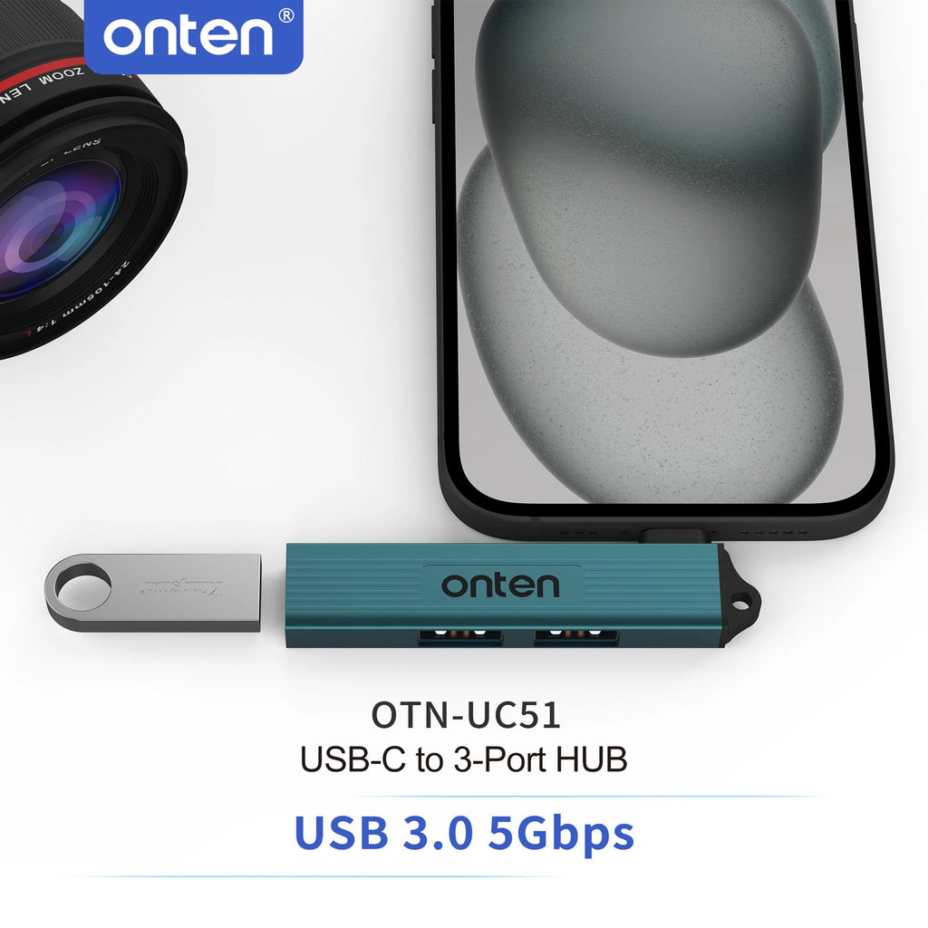ONTEN 3 in 1 USB HUB USB 3.0/Type-C 3.0 To 3 USB/Type-C Splitter Hub Speed 5.0Gbps 3 Port Type C HUB for PC Laptop Notebook