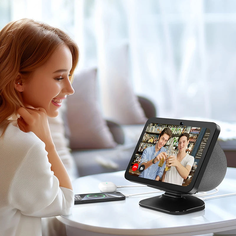 LINGYOU Charging Stand for Echo Show 8 3rd Gen - Adjustable Holder with Charging Ports (USB-C/A) for Charge Cellphones &  Earbud