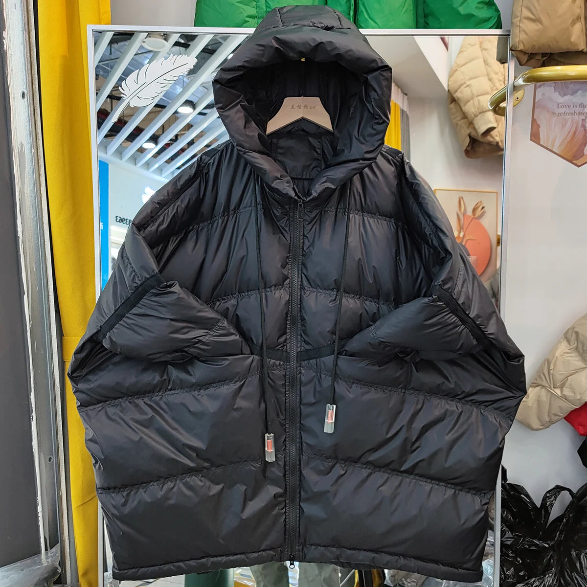 2025 New Winter Women 90% White Duck Down Jacket Casual Loose Over Size Warm Parka Female Drawstring Hooded Puffer Coat