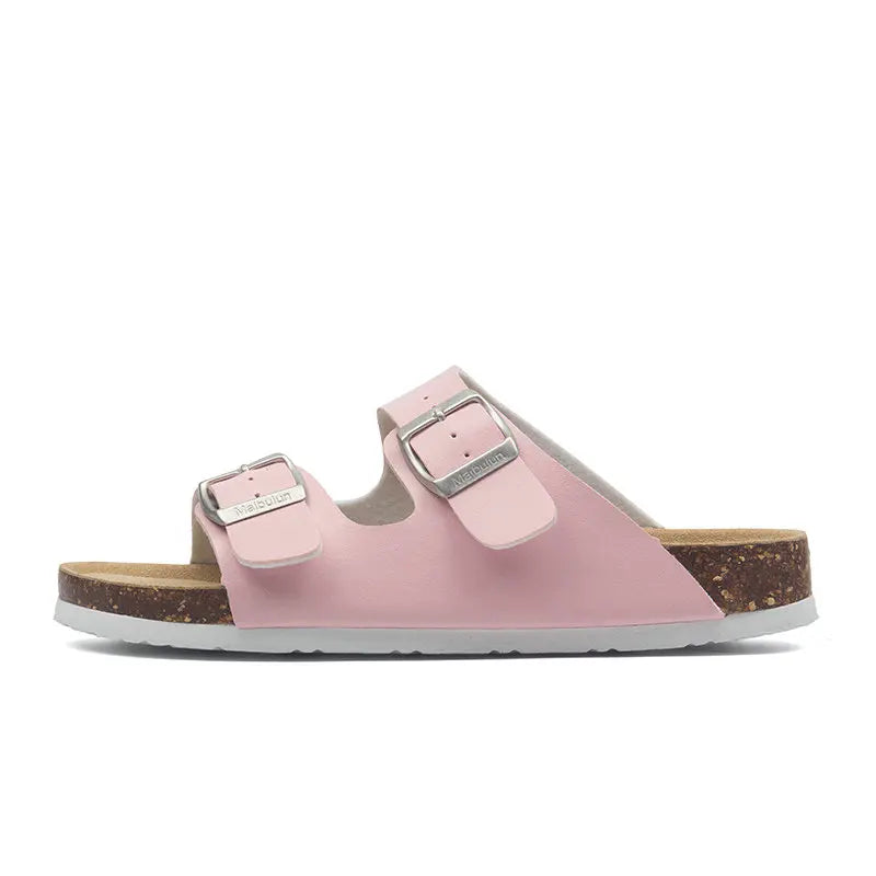 Hot Sales 2019 Summer Beach Cork Slippers Sandals Casual Double Buckle Clogs Sandalias Women men Slip on Flip Flops Flats Shoes