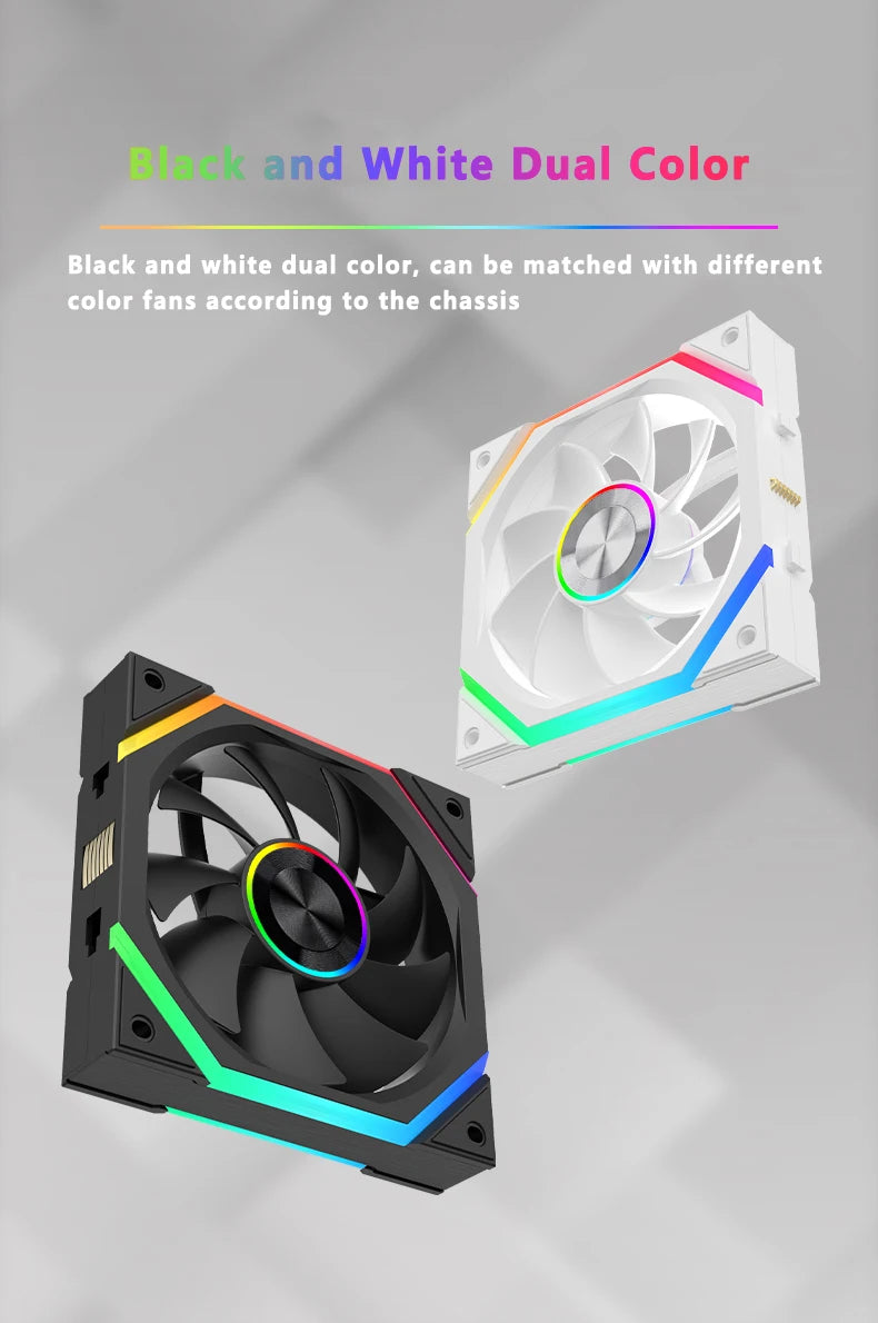 ICE Whale WX-3 Wire-Splicing PC Case Cooling Fan 3PIN ARGB Mirror Cycle Light Effect 800-1600RPM PWM Water Cooling Cooler Fan