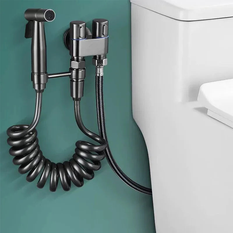 Stainless Steel Bathroom Cold Water Cleaning Bidet Toilet Spraye Portable Bidet Toilet Handheld Flusher Set G1/2 Angle Valve