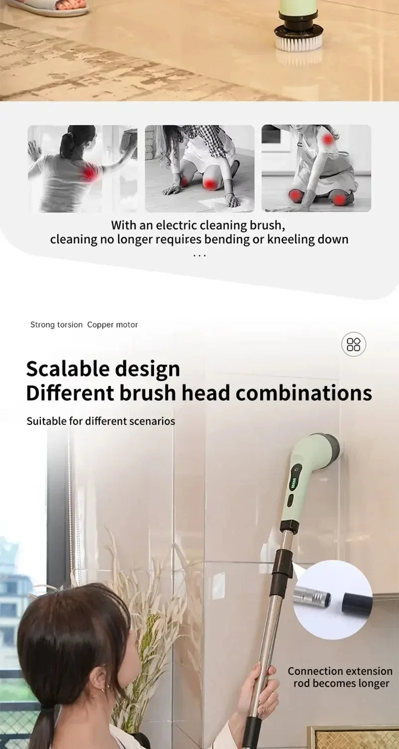 Powerful Cordless Electric Spin Scrubber Multipurpose Cleaning Brush for Shower Sink Tile Grout Kitchen Bathroom