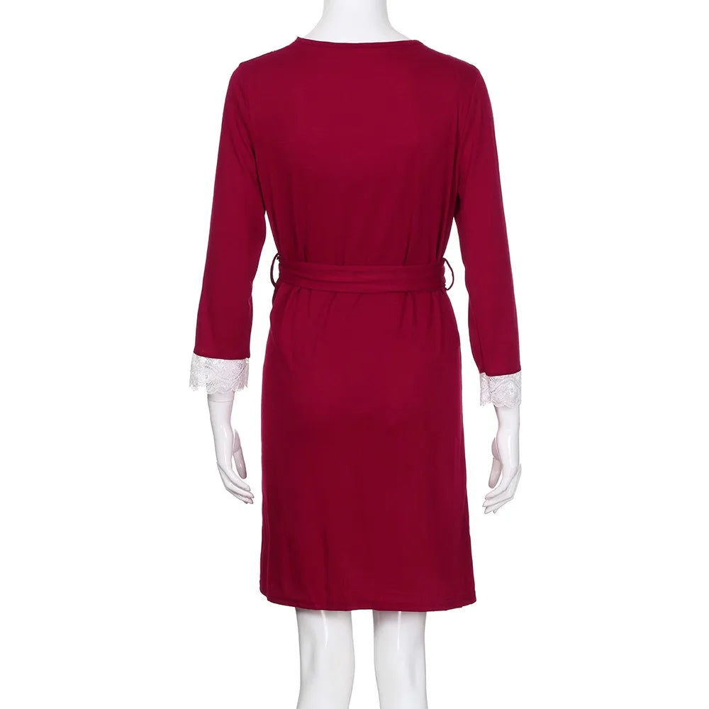 Lace Dresses For Women Pregnant Womens Long Sleeve Comfortable Breathable Nightdress Women Adjustable Strap Maternity Dress