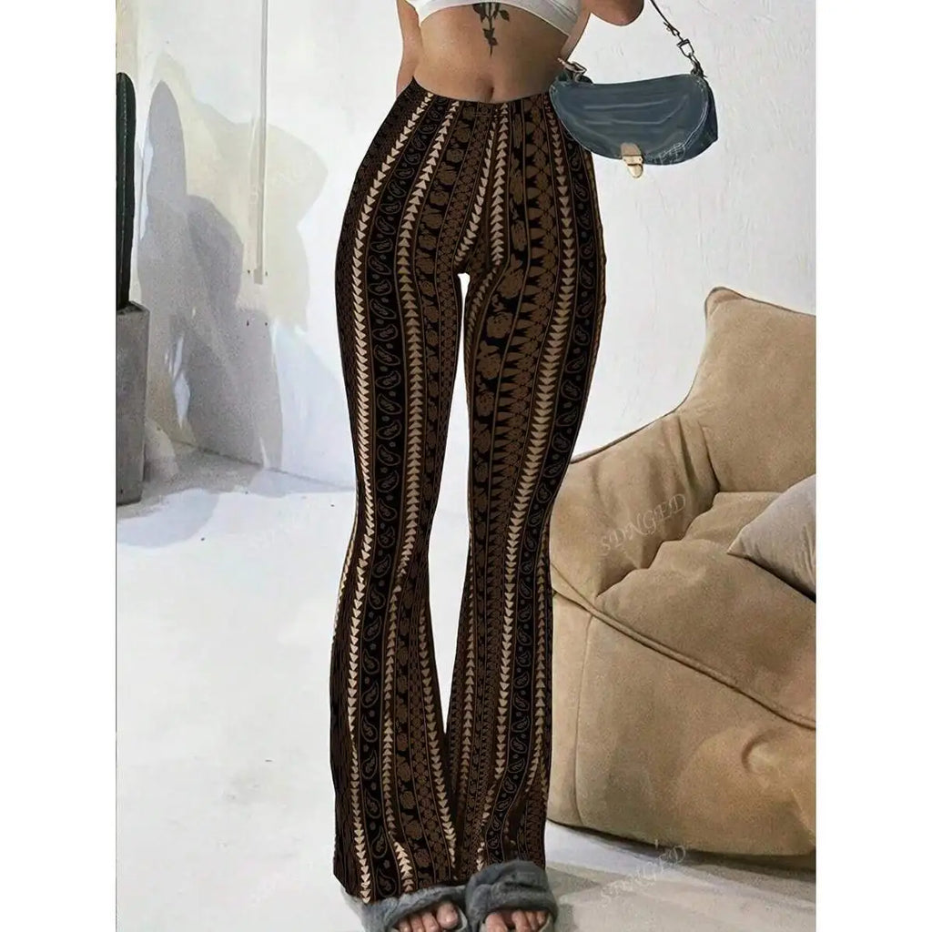 Autumn Winter Y2k Trousers Casual Fashion Long Pants Tight Casual Tight Vintage Sexy Stripe Female Clothes Chic Flare Pants