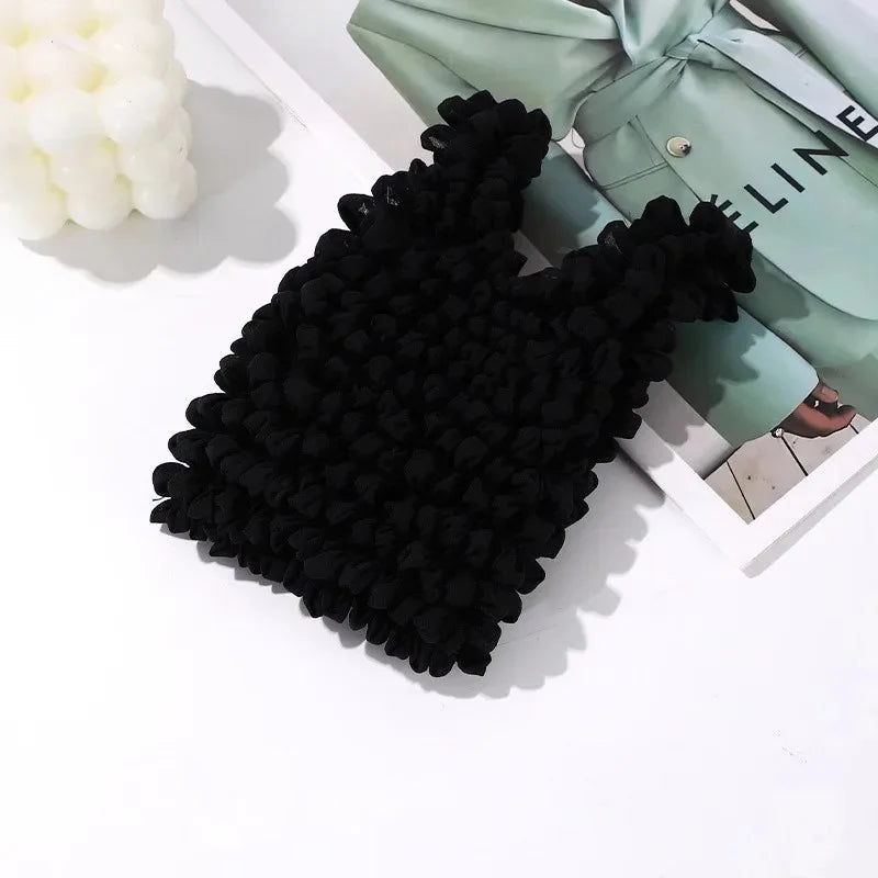 New Bubble Bags Expansion Fold Pleated Flexible Stretch Mini Shopping Bag Large Capacity Elastic Portable Handbag Storage Bag