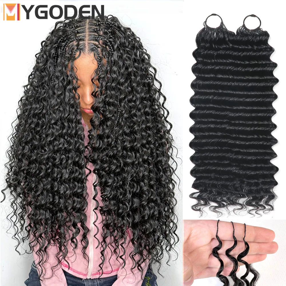 Deep Wave Pre-Separated Miracle Knots Crochet Hair For Braiding Curly Boho Braids Feather Crochet 100% Human Hair Extensions