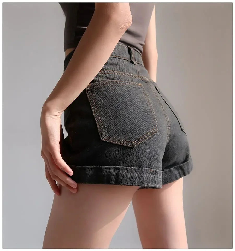 Basic Denim Shorts Women Sexy Skinny Vintage All-match High Waist Fashion Casual Streetwear Summer Chic Pure Temperament Females