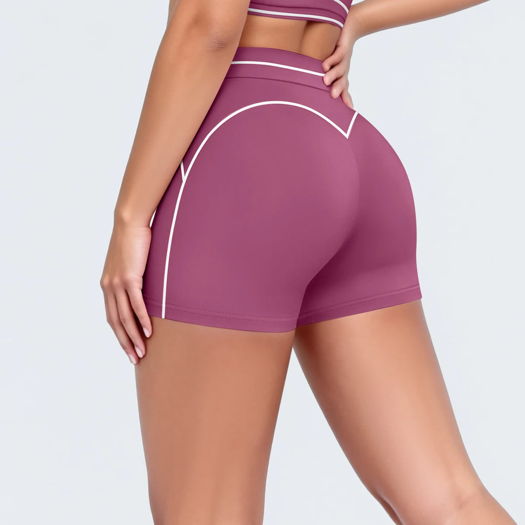 High Waist Stripe Fitness Yoga Shorts for Woman's Quick-Dry Breathable Hip-lifting Summer Gym Running Color Blocking Yoga Shorts