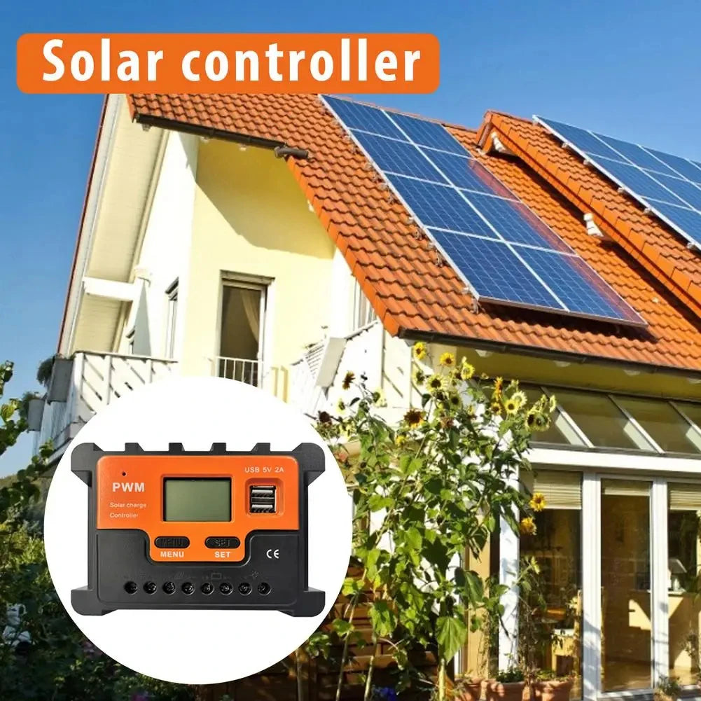 10A 20A 30A 40A 50A 60A  Solar Controller 12V 24V AUTO LCD PWM Regulator With USB for Solar Panel PV Baterry Charger Lights