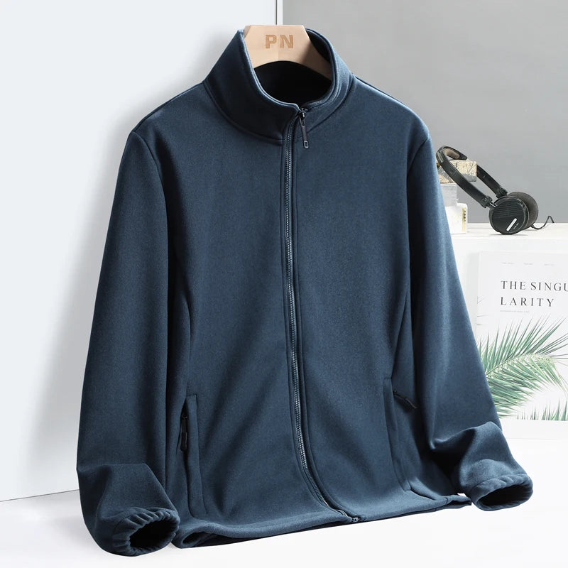 Spring Autumn Mens Fleece Jacket Brand New Stand Collar Softshell Outwear Thermal Warm Coat Male Plus Big Size 6xl 7xl 8xl 9xl