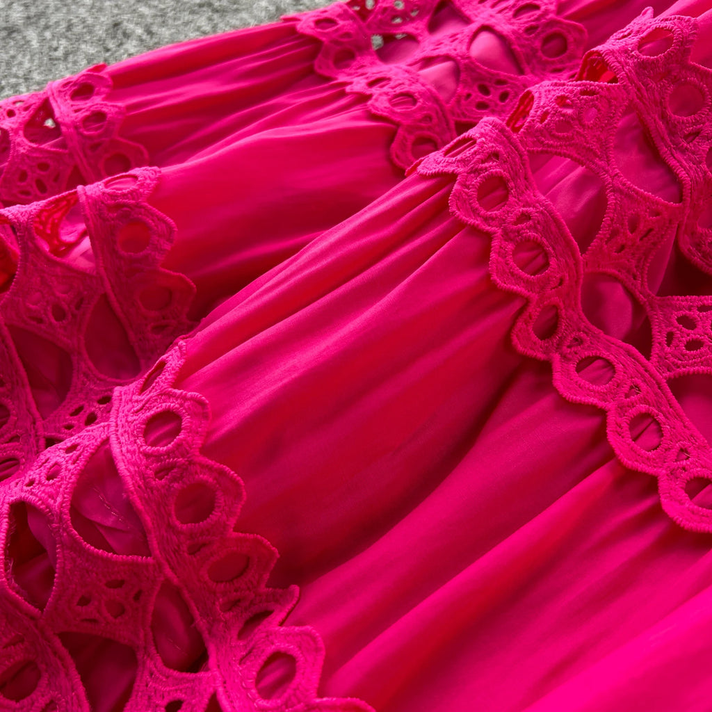 Sexy Hollow Out Embroidery O Neck Sleeveless Bandage Long Dresses Chic Evening Party Summer Vestidos Women Hip Wrap Clothing