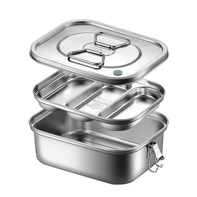 304 Stainless Steel Lunch Box Food Container Bento Box For Kids Adult Double Layer Large Capacity Tableware Food Storage Box