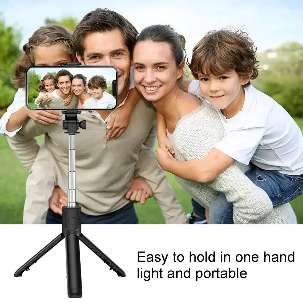 Wireless Selfie Stick with Tripod Stand and Light, Bluetooth Remote, Extendable for iPhone, Mobile Phone, Live Streaming
