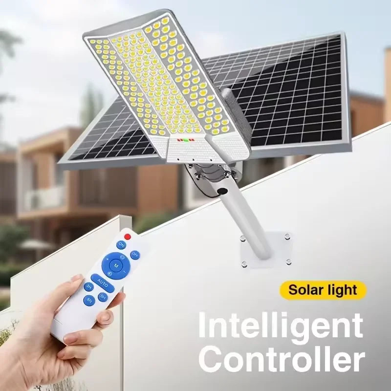 Solar Street Light 6500W 15000mAh 7500k Dusk To Dawn Solar Lights Automatic Dusk To Dawn with Control for Yard, Garden, Patio