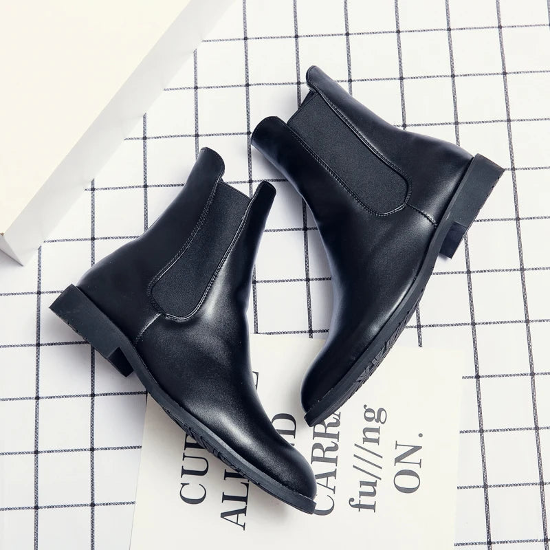 Men Fashion Chelsea Boots Black One Step Business Brand Formal Boots Waterproof Anti slip Wear resistant Size 38-48 Men Boots