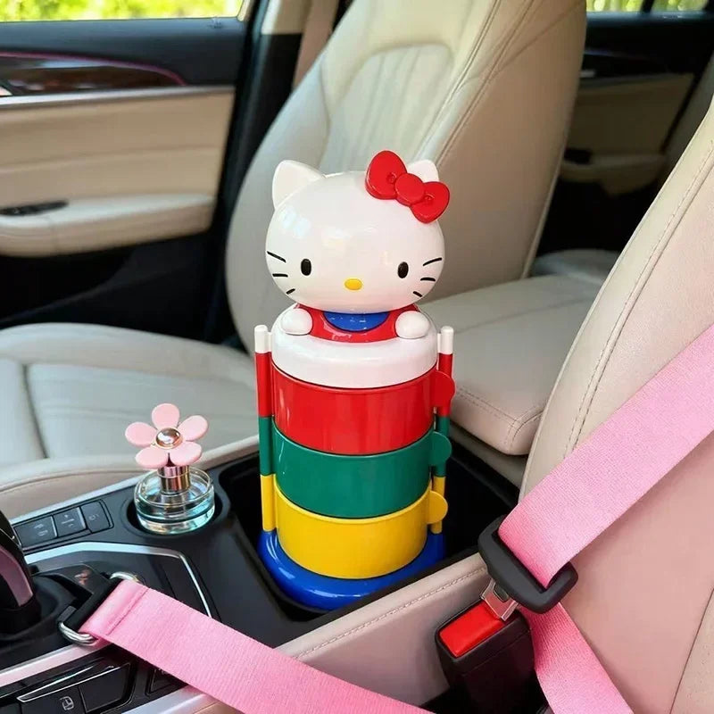 Hello Kitty Organizer Box Kawaii Rotating Storage Box Makeup Holder Three Layer Desktop Organizer Home Decoration