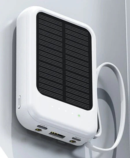 Solar Power Bank 20000mAh Portable Charger with Built-in Cable for Outdoor Camping Travel Emergency Backup Power