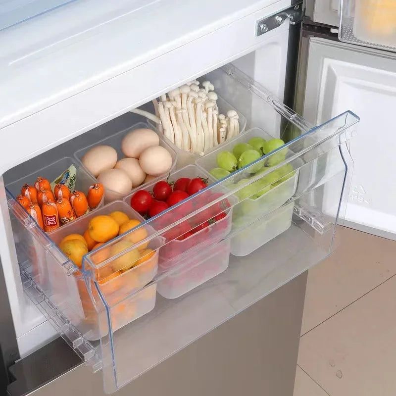 Kitchen Fridge Organiser Convenient sorting storage for vegetables, fruits and food storage boxes