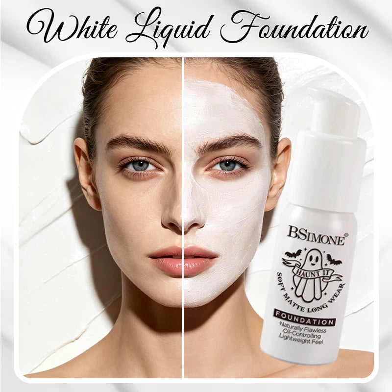 White Foundation for Halloween Makeup –Full Coverage Matte Face Paint for Cosplay Clown Vampire Skull,Non-Toxic Body Paint Cream