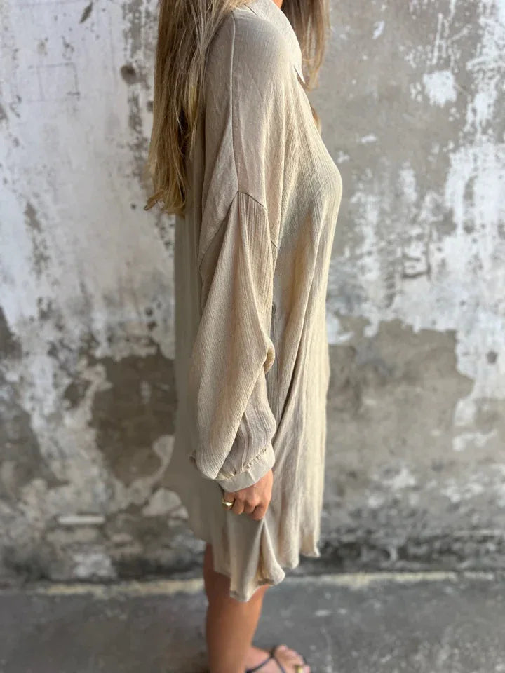 2026 Women's Casual Solid Color Cotton and Linen Shorts Long Sleeve Wrinkle Shirt Two-piece Set