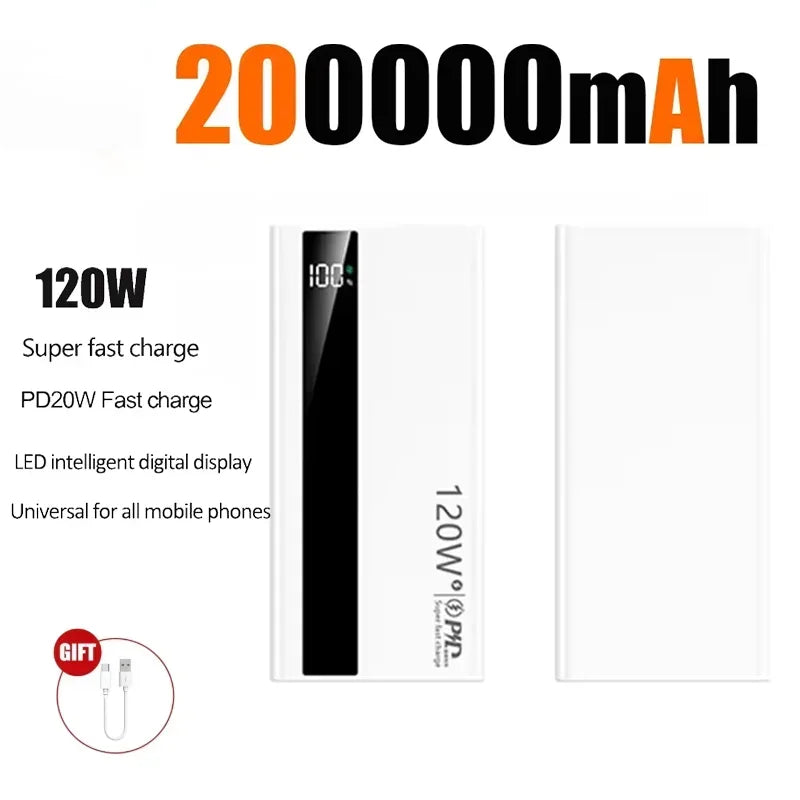 500000mAh 120W Power Bank Большая емкость Супер быстрая зарядка батареи Зарядка
