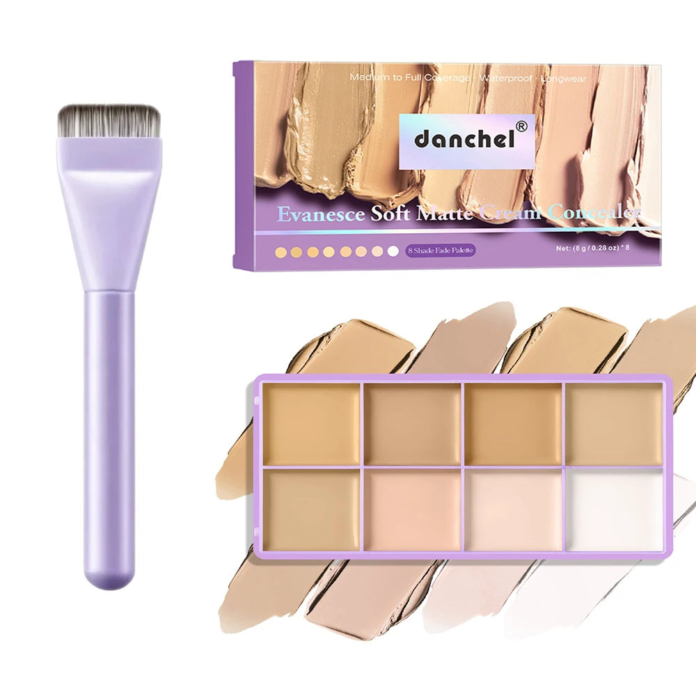 8 Shade Soft Matte Cream Concealer Palette Full Coverage Fade Dark Circles Blemishes Waterproof Long Lasting Oil Control Makeup