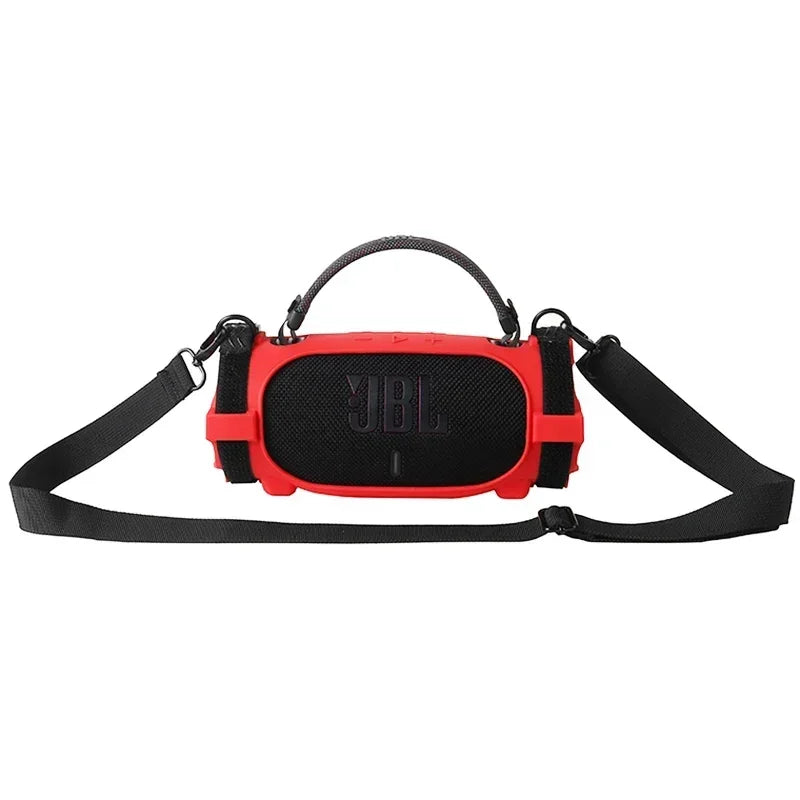 Newest Soft Silicone Case Cover Skin With Strap Carabiner for JBL Charge 6 Portable Waterproof Wireless Bluetooth Speaker
