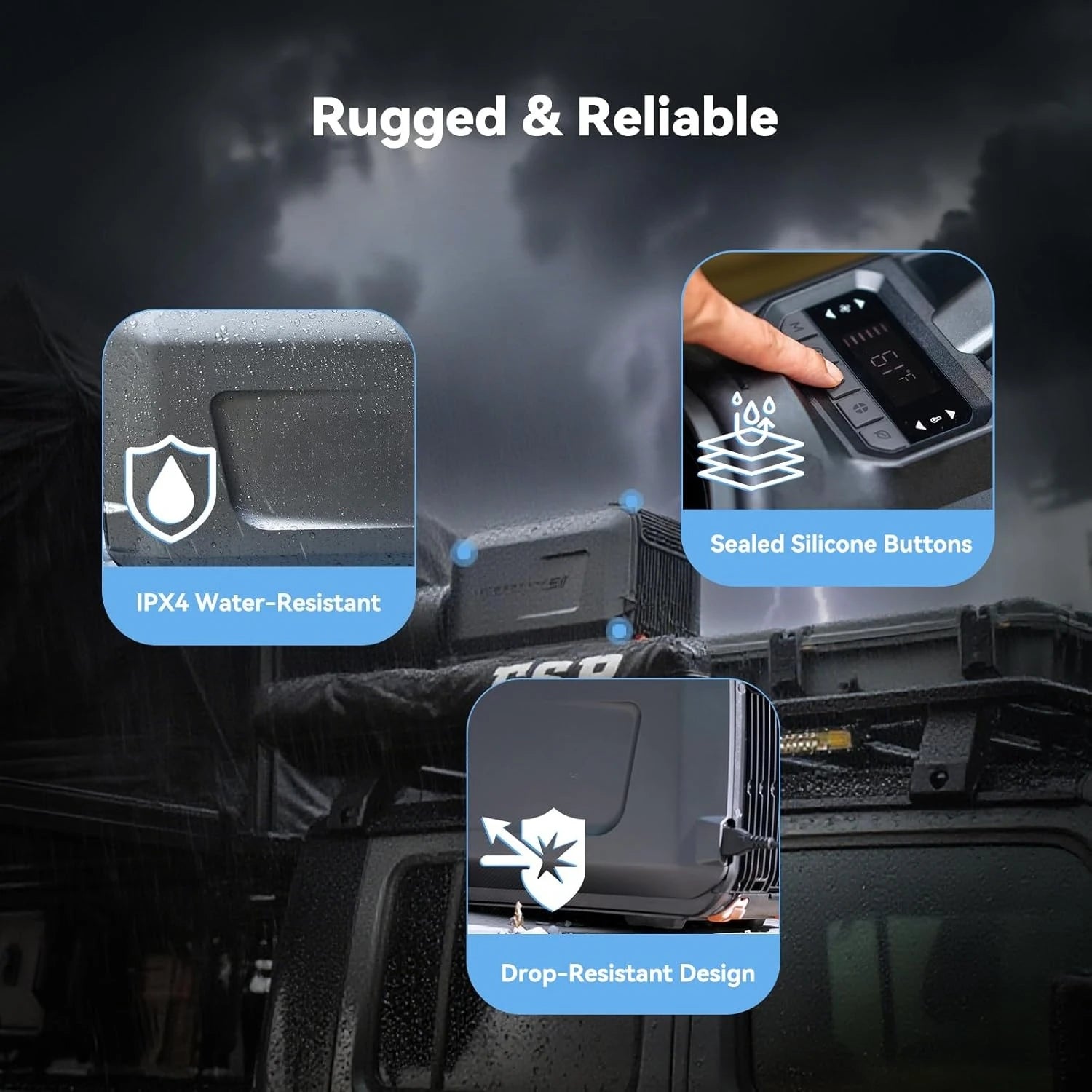 5100 BTU Cooling & 6100 BTU Heating Portable Camping Air Conditioner - 8H Runtime on 1kWh, 4 Modes 3 Speeds