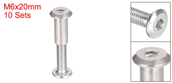 Uxcell 10 Sets M6 Screw Post Fit for 5/16"(8mm) Hole Dia 16mm-50mm Leather Fastener kitchen Furniture Cabinet Connectors Free