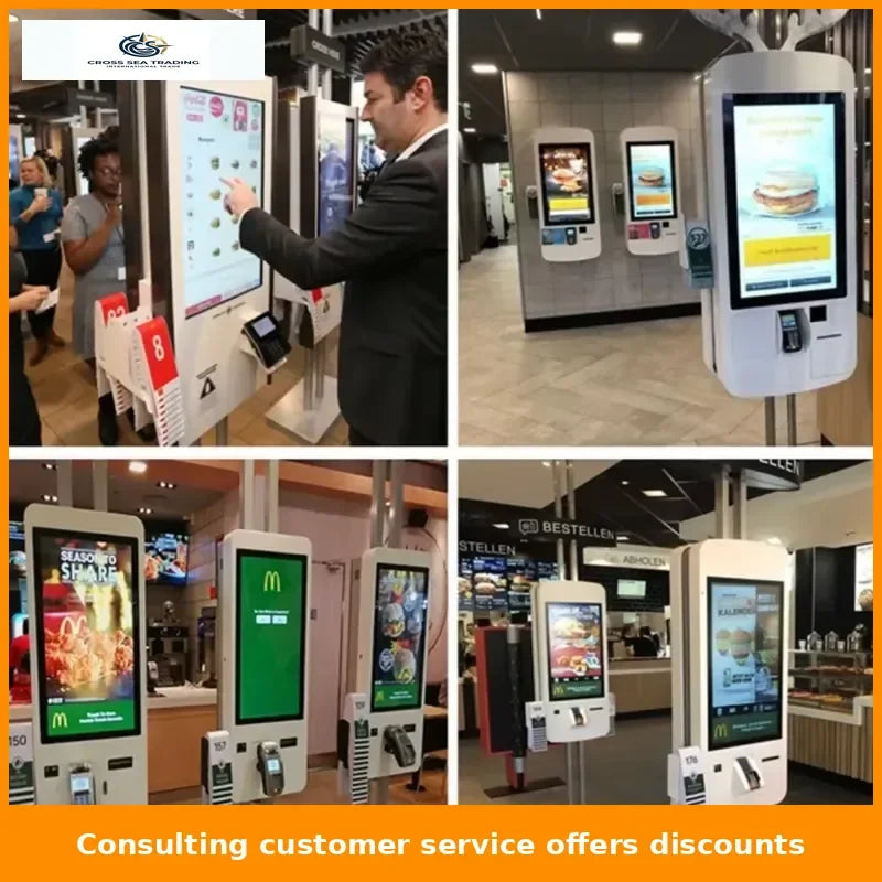 Restaurant 24 27 32 inch touch screen cashless POS fast food self-service order payment end point kiosk floor machine