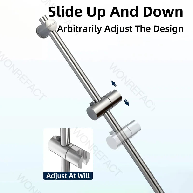 Bathroom Shower Seat Holder Rod Rail Wall Mounted Shower Slide Bar Adjustable Handheld Shower Bracket 304 Stainless Steel