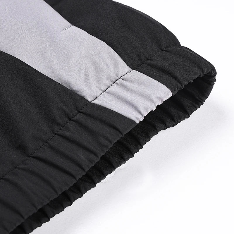 Jacket Man American Street Retro Color Block Stand Collar Jacket Zip Up Loose Trendy Letter Print Fashion Casual Streetwear Coat