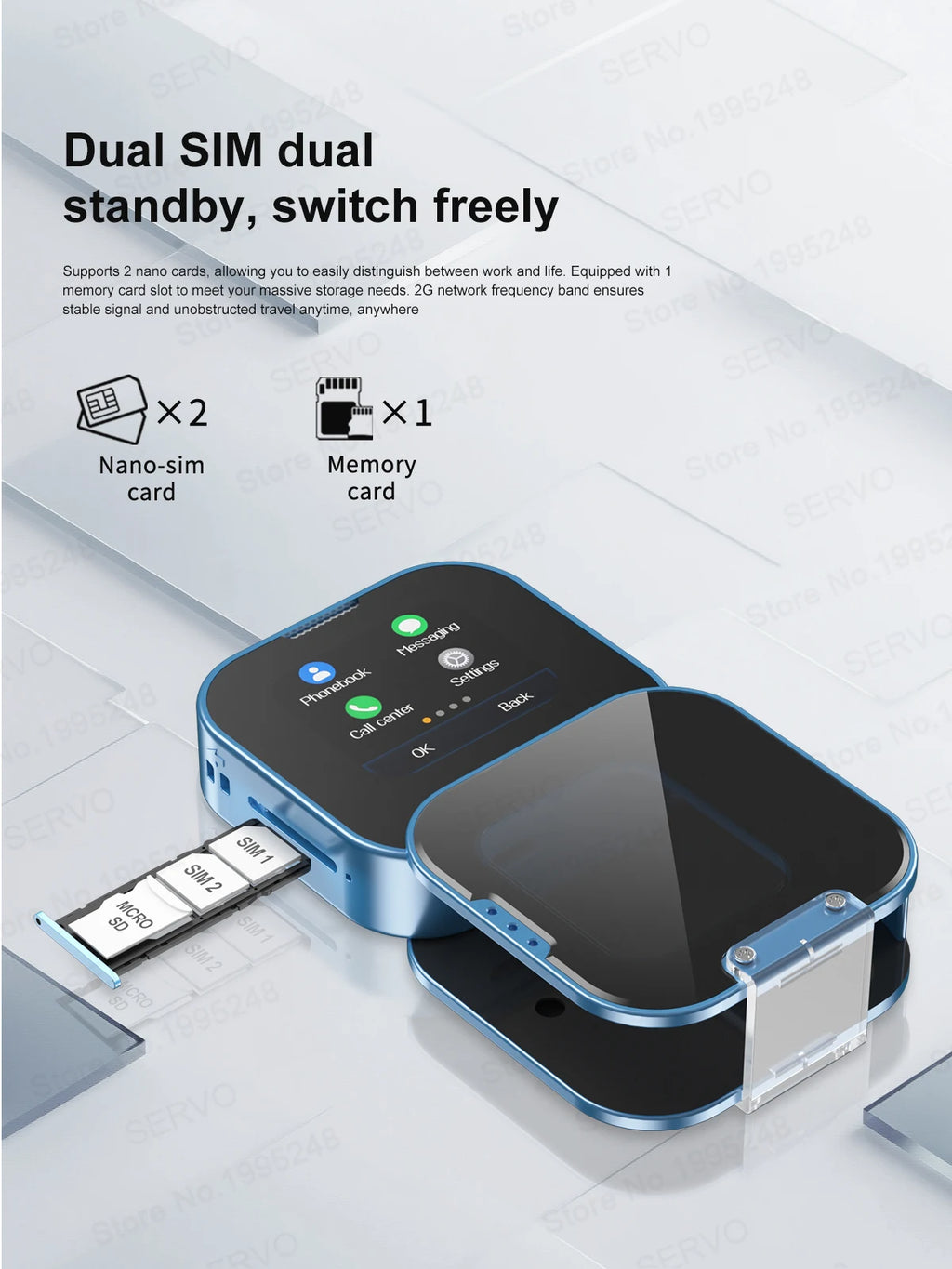 SERVO I19 Rotate Small Box Touch Mobile Phone 2SIM Standby Magic Voice Bluetooth Sync Music Torch Mini Rotation Cellphone Type-C