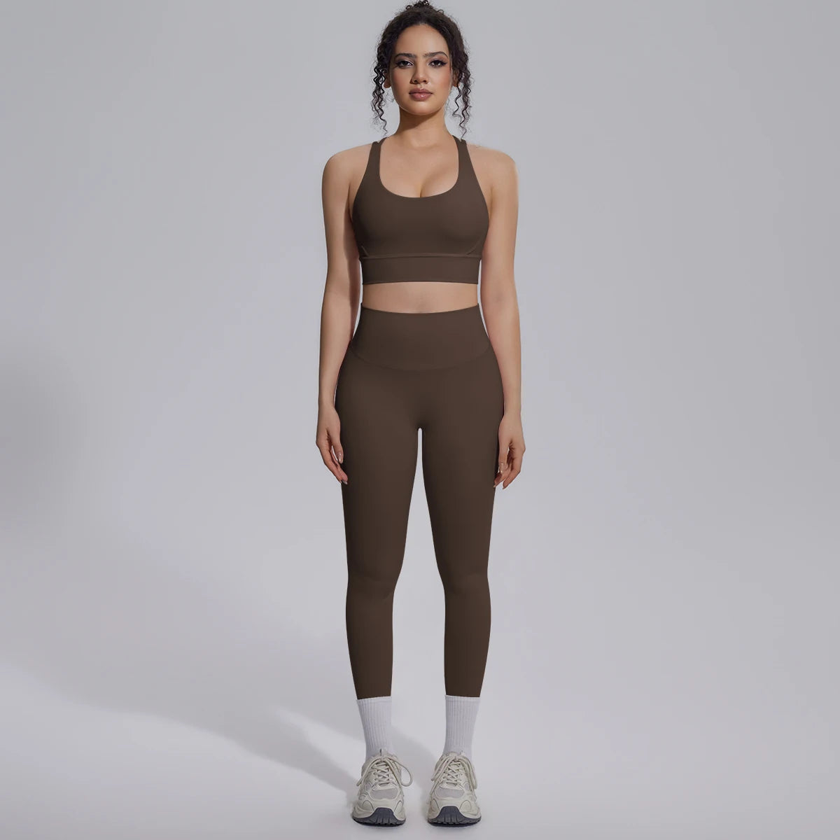 2PCS Yoga Set Summer Gym Sports Running Yoga Clothing Solid Color Cross Bra Workout Top High Waisted Quick Drying Fitness Pants
