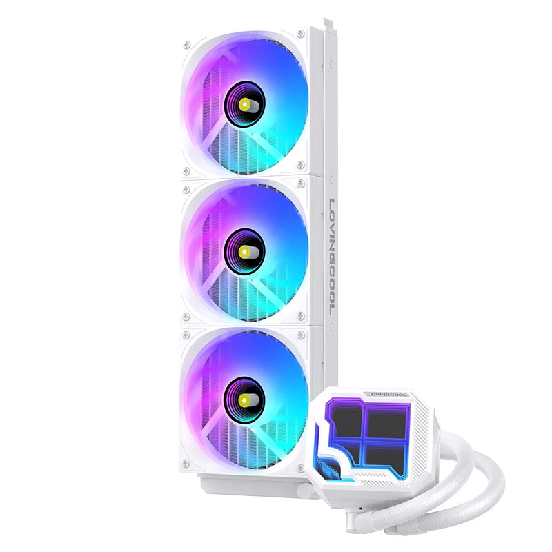 LOVINGCOOL AK-01 AK-03 water cooler 360mm broken code screen dynamic digital display liquid cooler ARGB abyss mirror cold head