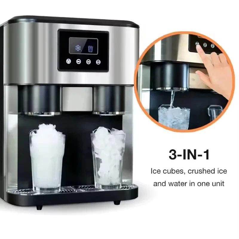 Commercial Home Electric Ice Cube Maker Machine Counter Top 3-in-1 Crushed Ice Buy for Household & Hotel Use