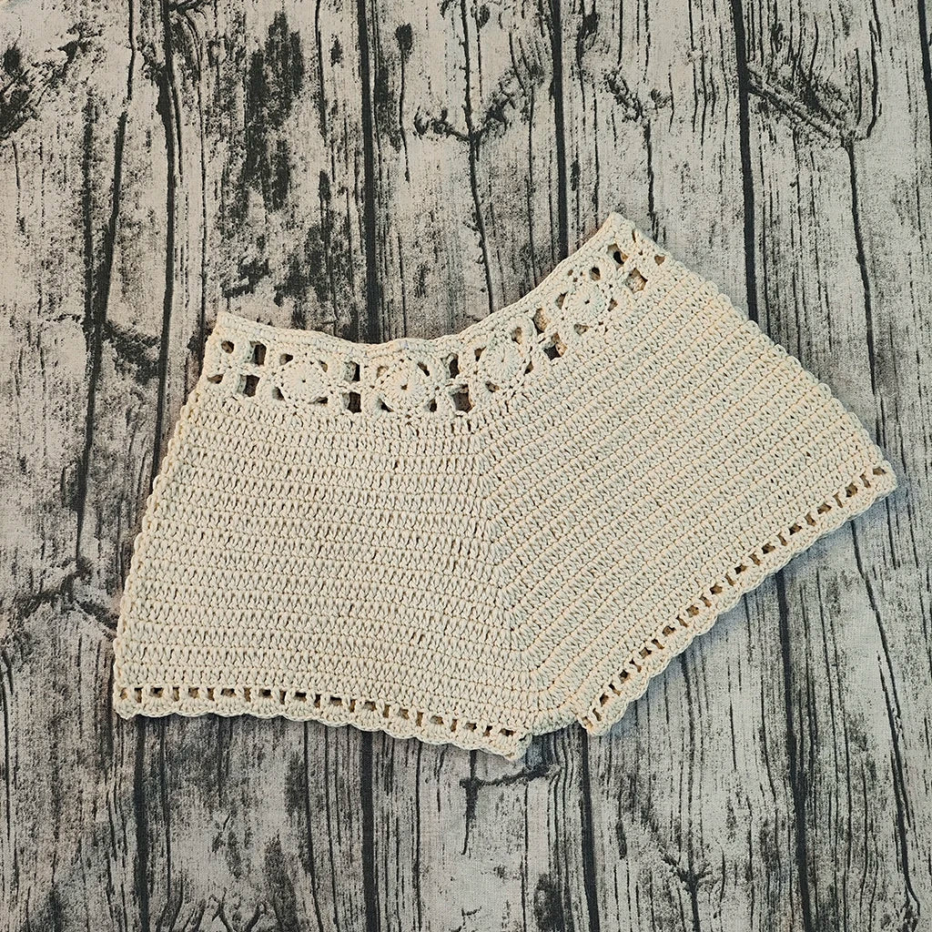 Handmade Attractive Women Openwork Crochet Shorts Stretch Waist Casual Beach Bandage Hot Pants