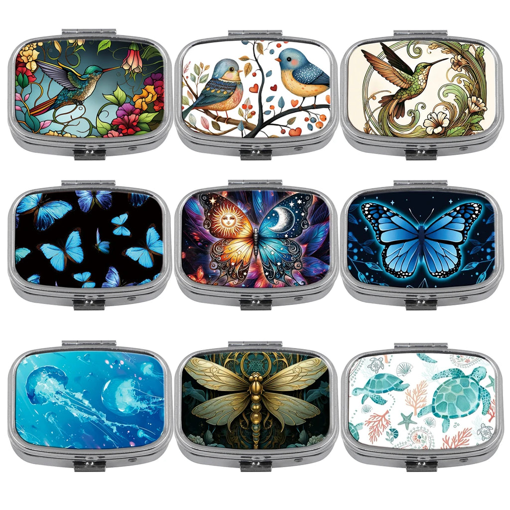 Animals Metal Medicine Box Bird Pill Packaging Health Products Butterfly Moisture Resistant Storage Case Personalized Casket